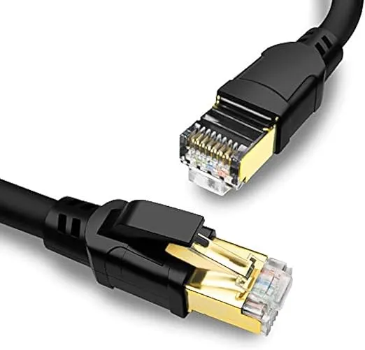 Yauhody CAT 8 Ethernet Cable 50 ft, High Speed 40Gbps 2000MHz SFTP Internet Network LAN Wire Cables with Gold Plated RJ45 Connector for Gaming, Router, Modem, PC, Switches, Hub, Laptop (50ft, Black)