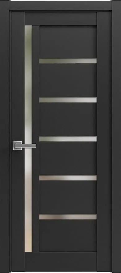 SARTODOORS Solid Interior French 36 x 80 inches | Quadro 4088 Matte Black with Frosted Glass | Single Regular Panel Frame Trims Handle | Bathroom Bedroom Sturdy Doors
