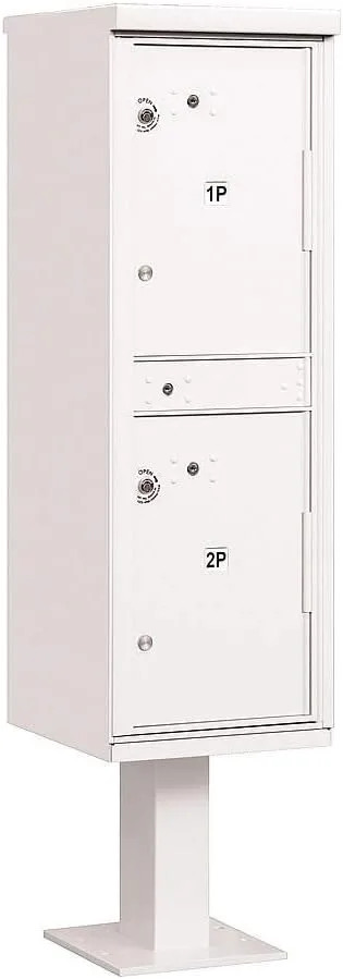 Salsbury Industries 3302WHT-U Outdoor Parcel Locker with Pedestal, 2 Compartments, For use with USPS lock,White