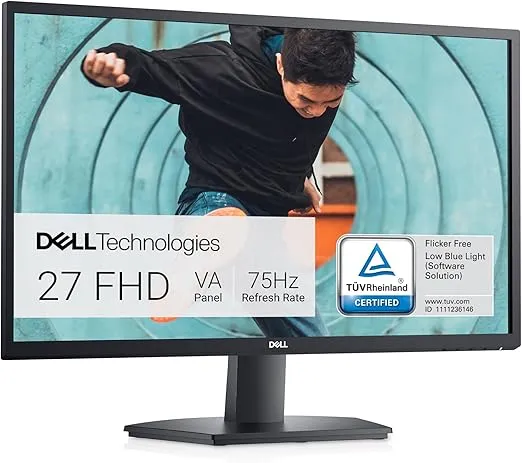 Dell SE2722HX Monitor - 27 inch FHD (1920 x 1080) 16:9 Ratio with Comfortview (TUV-Certified), 75Hz Refresh Rate, 16.7 Million Colors, Anti-Glare Screen with 3H Hardness - Black