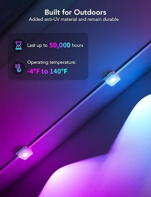 Govee Permanent Outdoor Lights, Smart RGBIC Outdoor Lights with 75 Scene Modes, 50ft with 36 LED Christmas Lights, IP67 Waterproof for Christmas Decorations, Work with Alexa, Google Assistant, White