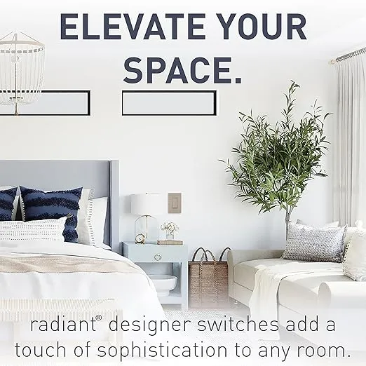 Legrand radiant TM870NICC10 15 Amp Rocker Wall Switch, Single Pole Decorator Light Switches, Nickel (1 Count)