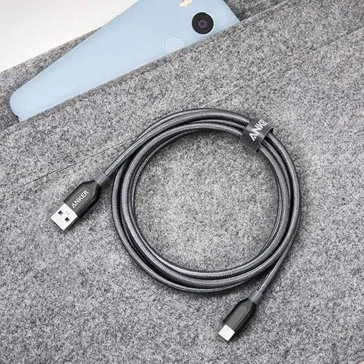 Anker Cable, PowerLine+ USB-C to USB 3.0 cable, High Durability Type C Braided Charging Cable for Galaxy S10, S9, Sony XZ (6FT,Grey)