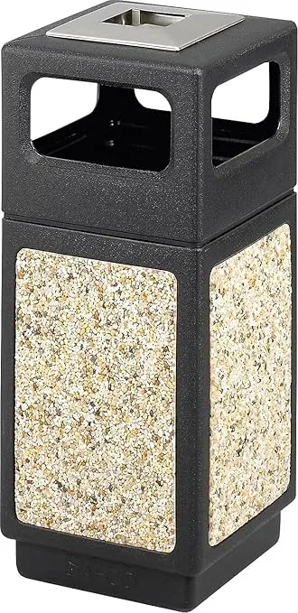 Safco Canmeleon Garbage Can for Indoor and Outdoor Use, Durable & Weather-Resistant Trash Receptacle with Ashtray, 15 Gallons
