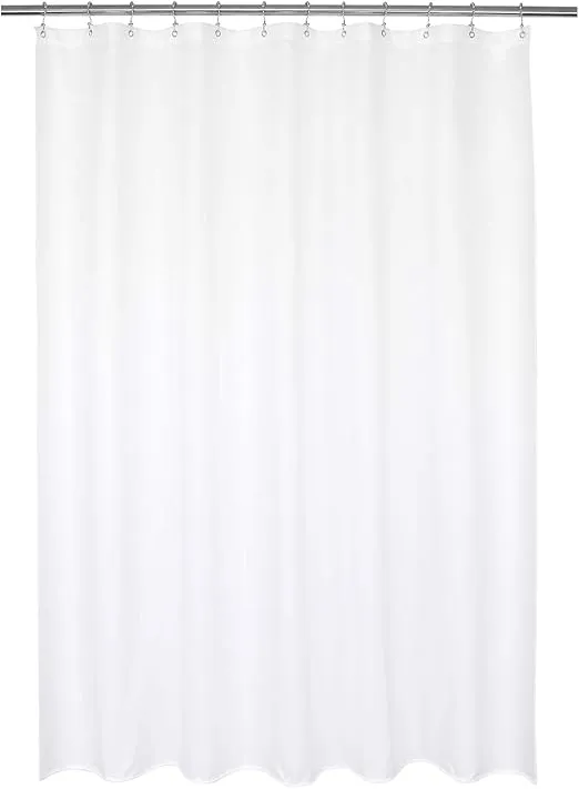 Barossa Design Waterproof Fabric Shower Curtain or Liner Microfiber - Soft Cloth & Hotel Quality, Machine Washable White Shower Curtain Liner for Bath Tub, 72x72 Inches