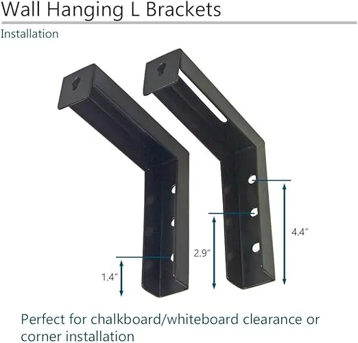 Elite Screens 6" Black Projector Screen L-Brackets, Single Metal Welded Construction, Wall or Ceiling Mount - Includes Hooks and Hardware, Model: ZVMAXLB6-B