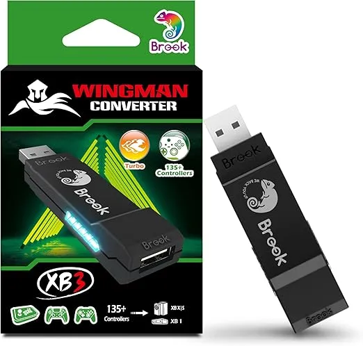 Brook Wingman XB 3 Converter - Unleash The Power of Cross-Platform Gaming, Wireless Controller Adapter for New XB Series X/S, XB One Consoles and PC(X-Input), Supports Remap and Adjustable Turbo