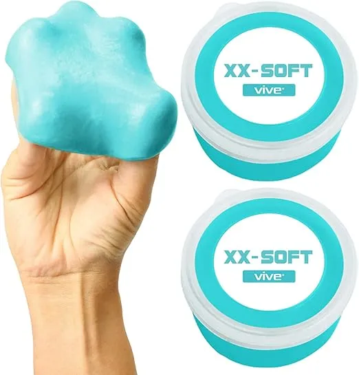 Vive Therapy Putty, Occupational Hand Tools (2 Pack) - Sensory Stress Relief - for Physical Exercise, Finger Pain, Grip Strength, Rehab, Arthritis, Adults, Forearms, Fidgeting, Motor Skills
