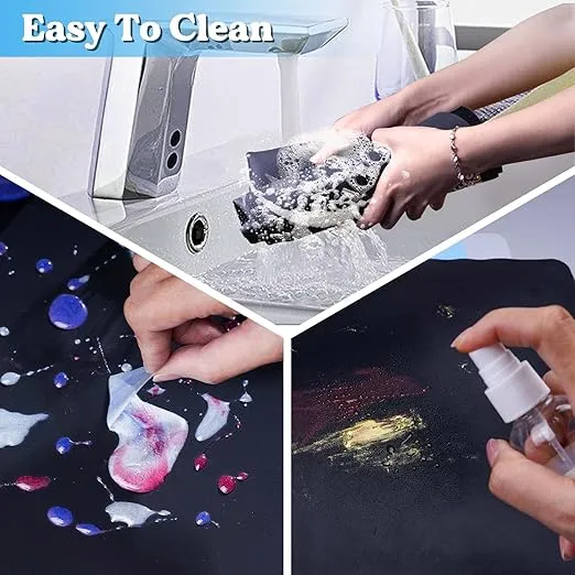 LET'S RESIN 3Pcs Silicone Mat for Crafts, 15.7" x 11.7" Nonstick & Nonslip Silicone Crafts Mat, Multipurpose Heat-Resistant Table Protector Silicone Sheets for Resin, Crafts, Liquid, Paint, Clay