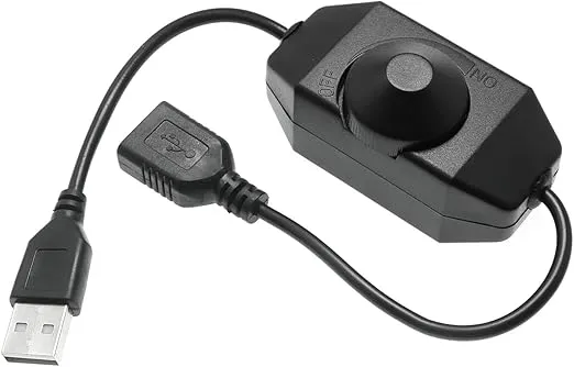 Maxmoral LED Strip Light Dimmer Switch 5V DC USB Female to Male Extension Cable with Rotary Switch Controller for LED Strip Light (Black)