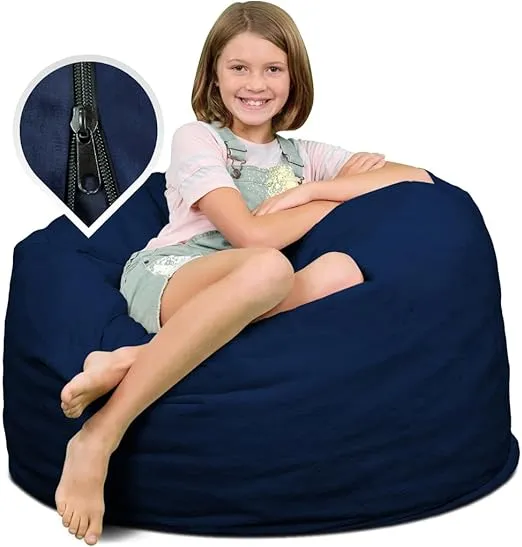 ULTIMATE SACK 3000 (3 ft.) Bean Bag Chair Cover in Multiple Colors: Cover ONLY. (3000, Navy Suede)