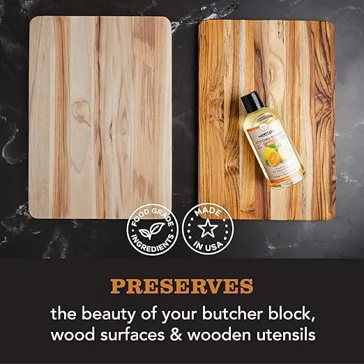 CLARK'S Food Grade Mineral Oil for Wood Cutting Board - Wood Cutting Board Oil Enriched with Lemon and Orange Extracts - Butcher Block Oil and Conditioner - Restores and Protects All Wood - 12oz