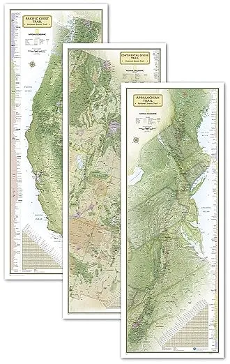 National Geographic Triple Crown of Hiking Wall Maps in gift box (18 x 48 in) (National Geographic Reference Map)