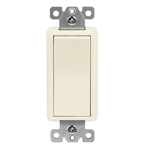 ENERLITES 4-Way Decorator Paddle Rocker Light Switch, Gloss Finish, Clamp Down Wiring, Grounding Screw, Residential Grade, 15A 120V/277V, UL Listed, 94150-LA, Light Almond