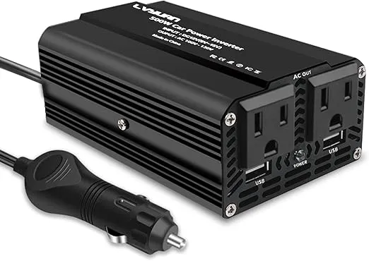 LVYUAN 500W Power Inverter for Vehicles DC 12V to 110V AC Car Plug Adapter Outlet Converter with 3.1A Dual USB Car Charger for Laptop Computer Black