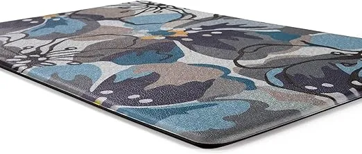 Rugshop Modern Large Floral Anti Fatigue Standing Mat 18" x 30" Blue