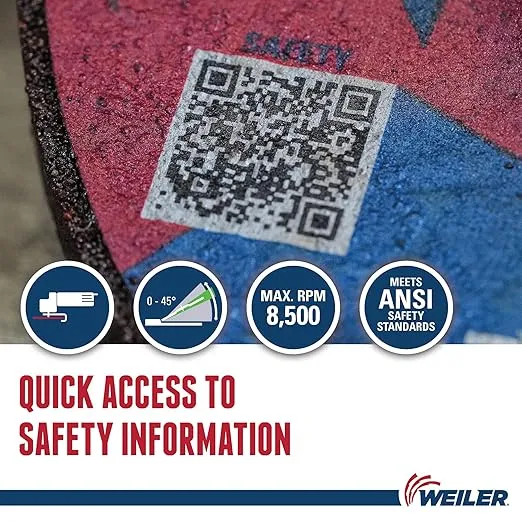 Weiler 57124 Tiger 7" Grinding Wheel, Type 27, 1/4" Thick, A24R, 5/8"-11 UNC Nut (Pack of 10)