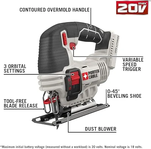PORTER-CABLE 20V MAX Power Tool Combo Kit, 6-Tool Cordless Power Tool Set with 2 Batteries and Charger (PCCK619L8)