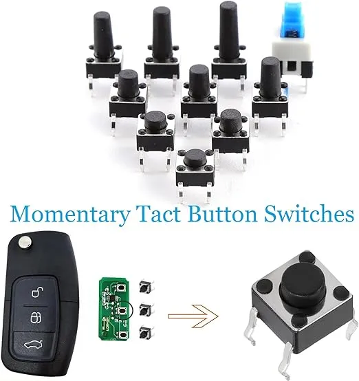 OCR 180Pcs Tactile Push Button Switch 10 Values 6x6mm Micro Momentary Tact Button Switches Assortment Kit
