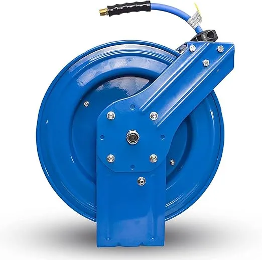 BLUBIRD BBR1265 18ga. Retractable Hose Reel with 1/2" x 65' Air Hose, 12 Point Ratcheting Gear, Next-Gen Rubber, Lightest, Strongest, Most Flexible, 300 PSI, 50F to 190F Degrees, Polyester Braided