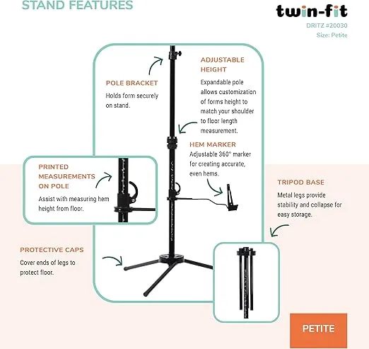 Dritz Twin-Fit Dress Form with Adjustable Tri-Pod Stand, Petite