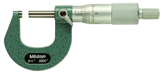 Mitutoyo 103-260CAL Calibrated Outside Micrometer, Baked-Enamel Finish, Ratchet Stop, 0-1" Range, 0.0001" Graduation, +/-0.0001" Accuracy