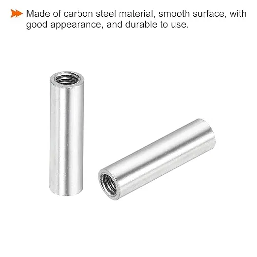 MECCANIXITY Round Coupling Nut, M4x0.7mm Female Thread 20mm Threaded Round Sleeve Connector Rod Bar Stud Tube Nut Hardware Fastener, Silver Pack of 20