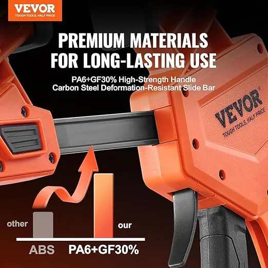 VEVOR Bar Clamps for Woodworking, 2-Pack 12" One-Handed Clamp/Spreader, Quick-Change F Clamp with 300 lbs Load Limit, High-strength Plastic and Carbon Steel, Wood clamps for Woodworking Metal working