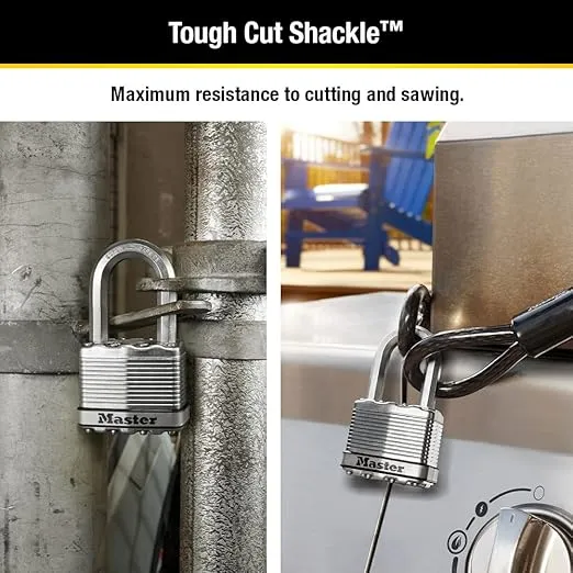Master Lock M5XTLF Magnum Heavy Duty Outdoor Padlock with Key, 2 Pack Keyed-Alike, Silver