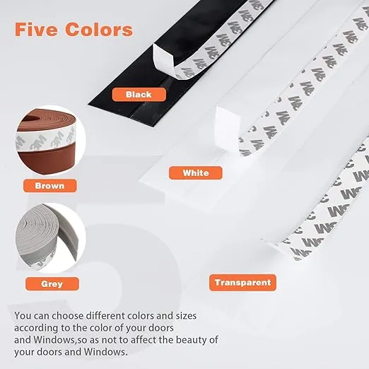 26 Feet Silicone Seal Strip,Door Weather Stripping Door Seal Strip Window Seal Silicone Sealing Tape for Door Draft Stopper Adhesive Tape for Doors Windows and Shower Glass Gaps (Black, 25MM)