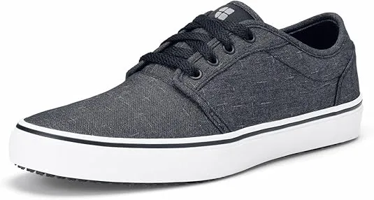 Shoes for Crews Merlin, Men's, Women's, Unisex Slip Resistant Food Service Work Sneakers, Water Resistant, Canvas, Black Or Grey