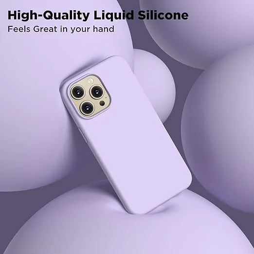 Compatible with iPhone 15 Pro Case, Liquid Silicone Case, Full Body Shockproof Protective Cover Slim Thin Phone Case with Soft Anti-Scratch Microfiber Lining, 6.1 inch-Lilac