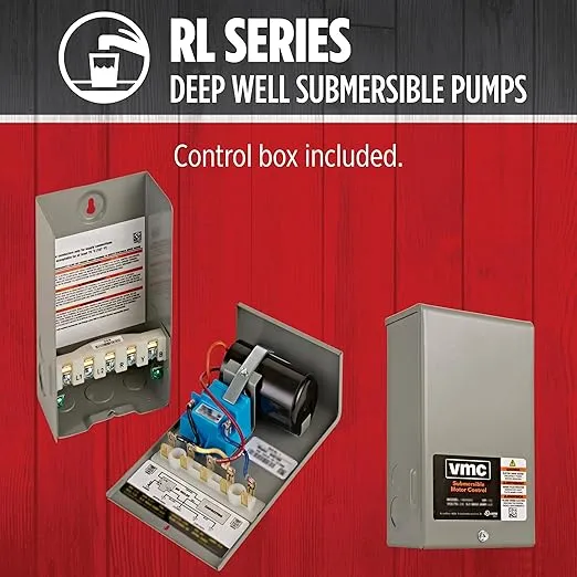 Red Lion RL22G10-3W2V 4-inch Submersible Deep Well Pump with Control Box, 1 HP, 22 GPM, 3-Wire, 230-Volt, Steel, 14942409