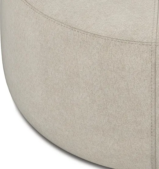 SIMPLIHOME Moore 32 inch Wide Contemporary Irregular Large Ottoman in Natural Linen Look Fabric, Fully Assembled, for The Living Room and Bedroom