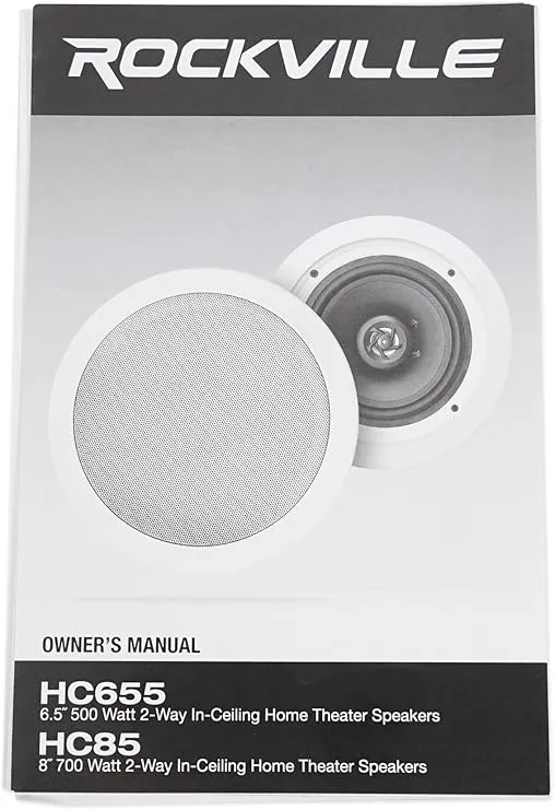 Rockville Pair HC85 8" Inch 700 Watt in-Ceiling Home Theater Speakers 8 Ohm, White