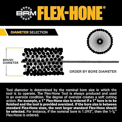 Brush Research BC11218 FLEX-HONE®, 1-1/2"(38mm) Diameter, 180 Grit, Silicon Carbide, For Mild Steel, Stainless Steel, Cast Iron and Softer Ferrous Materials
