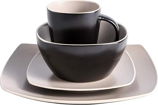 Gibson Elite Soho Lounge Dinnerware Set, Service for 4 (16pcs), Matte Taupe