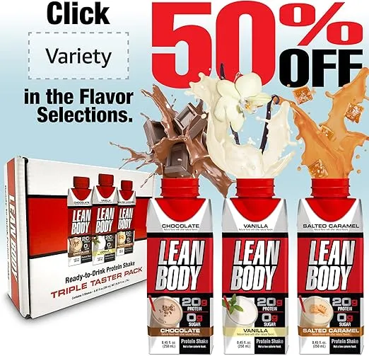 Lean Body Ready-to-Drink Vanilla Protein Shake, 40g Protein, Whey Blend, 0 Sugar, Gluten Free, 22 Vitamins & Minerals, 17 Fl Oz (Pack of 12) LABRADA
