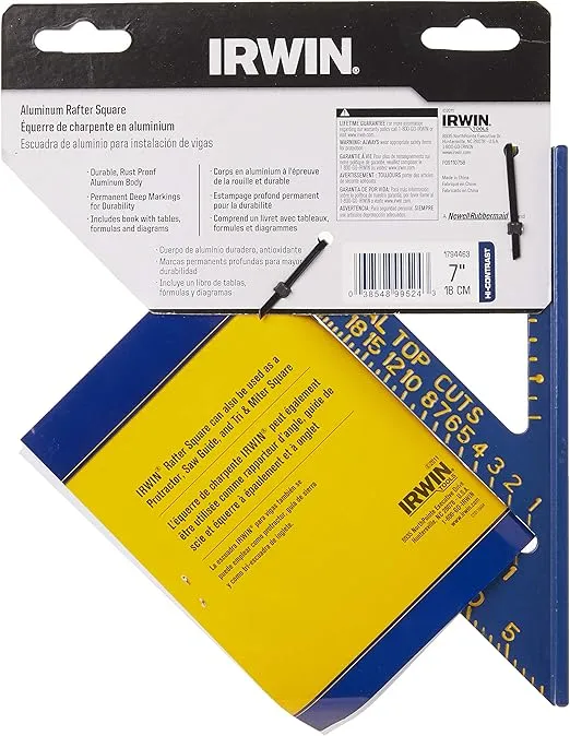 IRWIN Tools Rafter Square, Hi-Contrast Aluminum, Blue, 7-Inch (1794463)