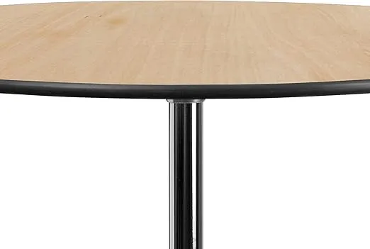 Flash Furniture Lars 36'' Round Wood Cocktail Table with 30'' and 42'' Columns, Adjustable Wood Bar Height Table for Events or Home Use, Natural