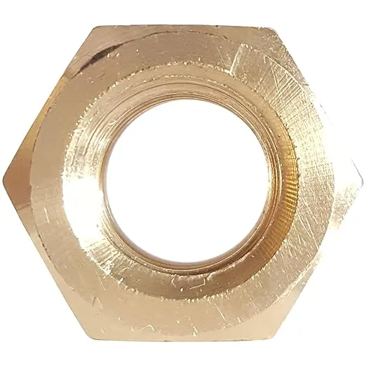 1/2-13 Full Finished Hex Nuts, Solid Brass, Grade 360, Plain Finish, Quantity 10