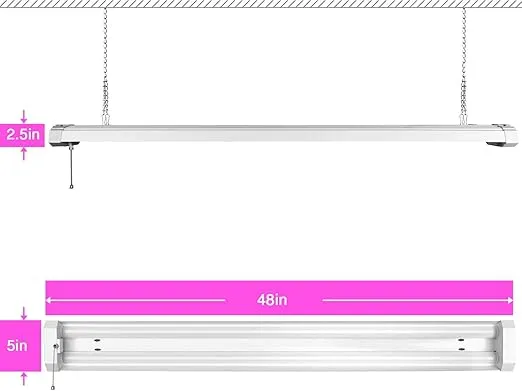ANTLUX 4ft LED Grow Lights 50W Full Spectrum Integrated Growing Lamp Fixtures for Greenhouse Hydroponic Indoor Plant Seedling Veg and Flower, Plug in, ON/Off Pull Chain Included