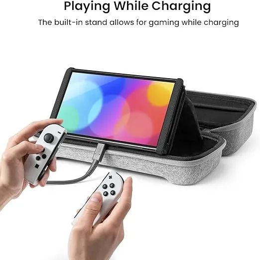 tomtoc Carrying Case for Nintendo Switch/OLED Model, Large Travel Switch Case with Pocket for Pro Controller, Joy con Grip or AC Adapter, Protective Portable Carry Case with 24 Game Cartridges