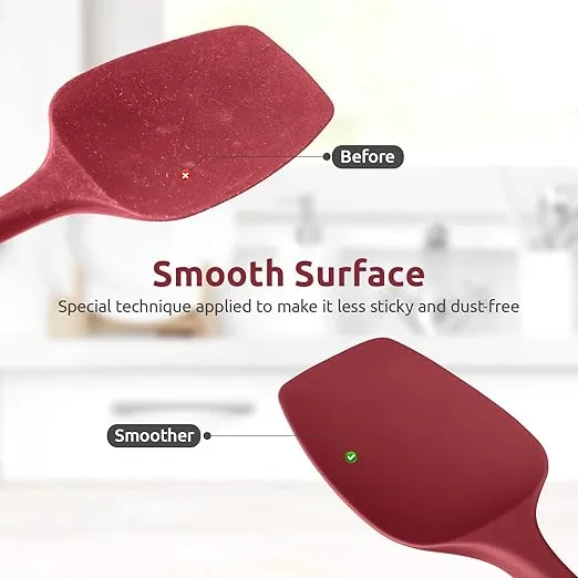 Heat Resistant Silicone Spoon Spatula: U-Taste 600ºF High Heat Flexible 11.38in Silicon Mixing Stirring Cooking Scraping Baking Bowl Scraper Seamless Spreader for Nonstick Cookware (Red)