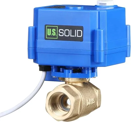 Motorized Ball Valve- 1/2" Brass Ball Valve with Manual Function, Full Port, 9-24V AC/DC and 2 Wire Auto Return Setup by U.S. Solid