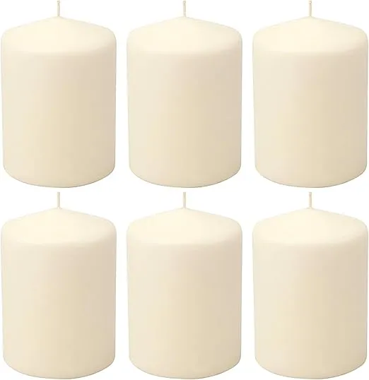 Stonebriar 35 Hour Long Burning Unscented Pillar Candles, 3x4, Ivory