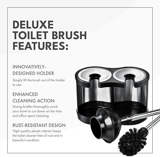 ToiletTree Products Modern Deluxe Freestanding Toilet Brush and Plunger Combo (Stainless Steel, Brush and Plunger Combo Set 4.5” x 9.75” x 18.5")