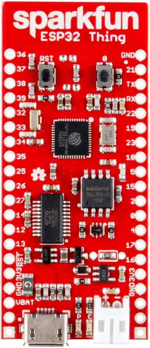 SparkFun ESP32 Thing Developement Board WiFi & microcontroller Compatible with Bluetooth for IoT & prototyping Projects w/Integrated LiPo Battery Charger 4MB Flash Memory 3 to 3.6V Operating Range