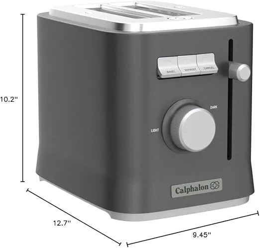 Calphalon 2-Slice Toaster, Precision Control with 6 Shade Settings and Extra Wide Slots, Stainless Steel