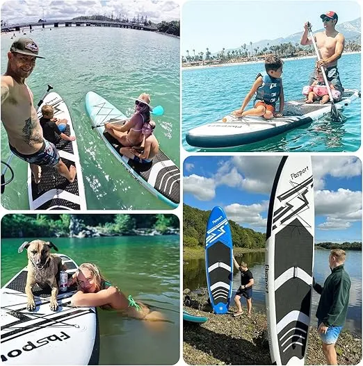 FBSPORT 11' Premium Stand Up Paddle Board, Yoga Board with Durable SUP Accessories & Carry Bag | Wide Stance, Surf Control, Non-Slip Deck, Leash, Paddle and Pump for Youth & Adult